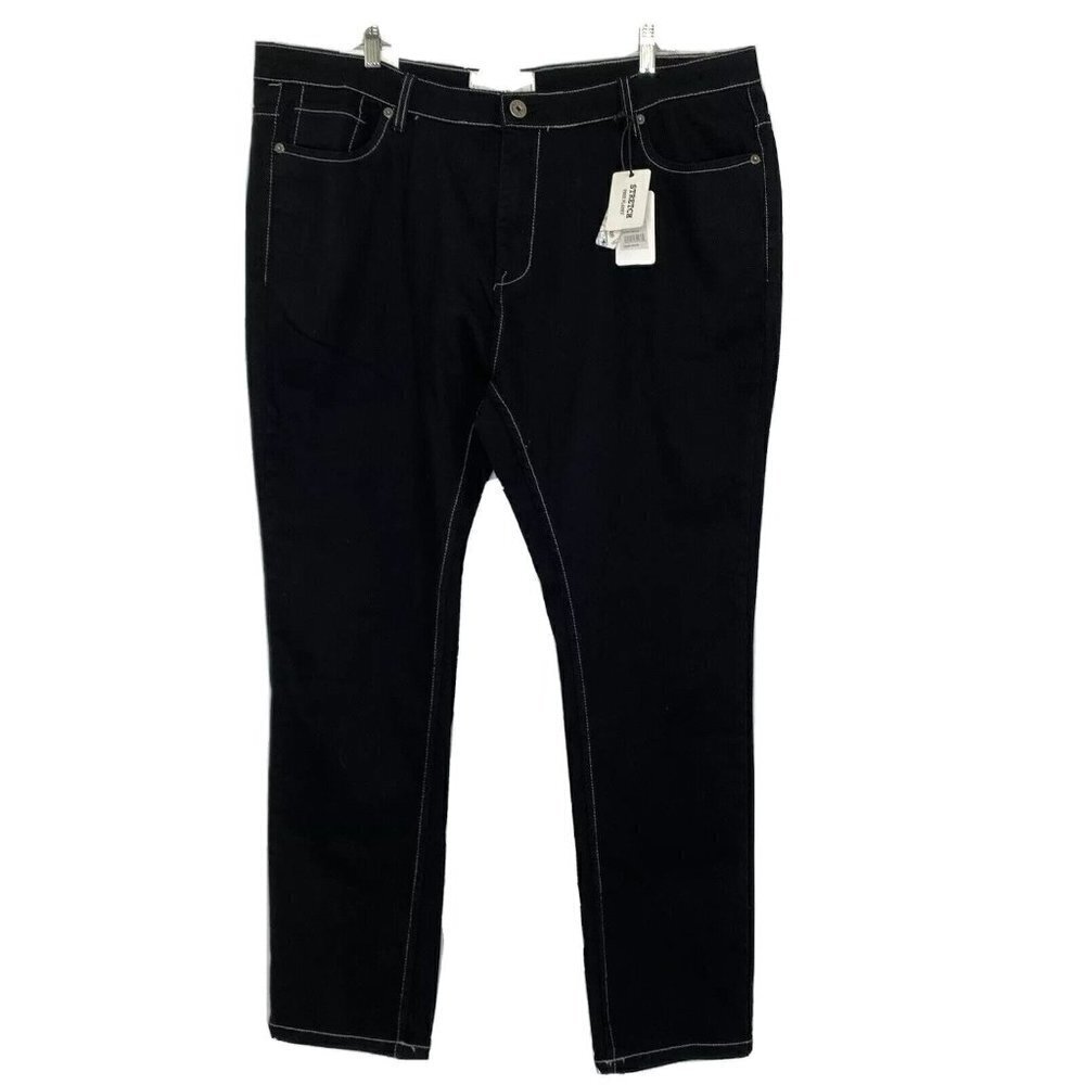 Free Planet Men's size 44 x 32 Stretch Denim Straight Leg Jeans Black NEW